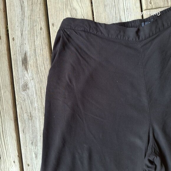 Ellos Womens Plus Size Barrel Cropped Black Wide-Leg Pants With Side Pockets 1X - Picture 4 of 8